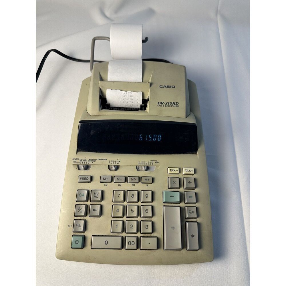 CASIO DR-210 HD Tax & Exchange Fully Functioning Vintage Calculator‎ with Paper